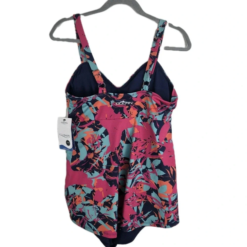 Aquashape Dolfin NWT Ruffle Swimsuit Tummy Control Womens Size 12